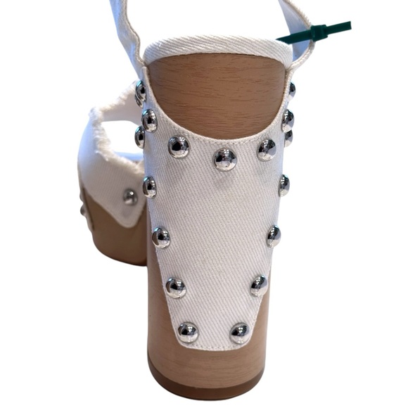 Gianni Bini DAISY White Denim Studded Platform Sandals - Picture 8 of 12